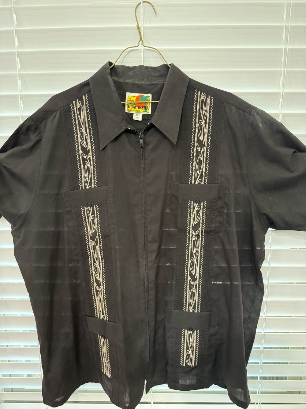 The genuine haband Guayabera  Men's Shirt with Embroidered Panels xl dark grey